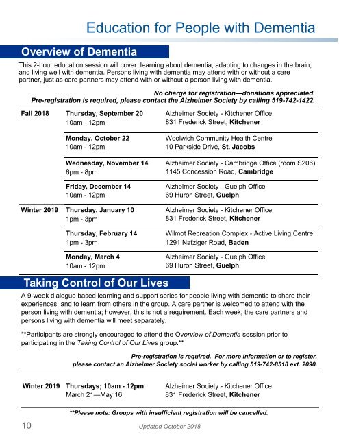 Fall 2018 and Winter 2019 Program Guide