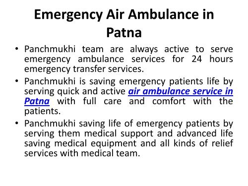 The Excellent Air and Train Ambulance Services in Delhi and Patna by Panchmukhi