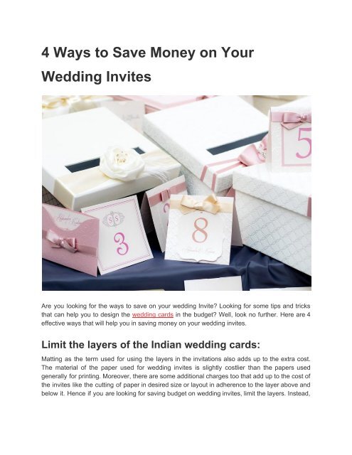 4 Ways to Save Money on Your Wedding Invites