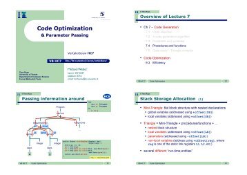 Code Optimization - Formal Methods and Tools