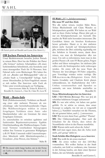 LIOZEITUNG PRINT 2018/1  AUSGABE WA(H)L