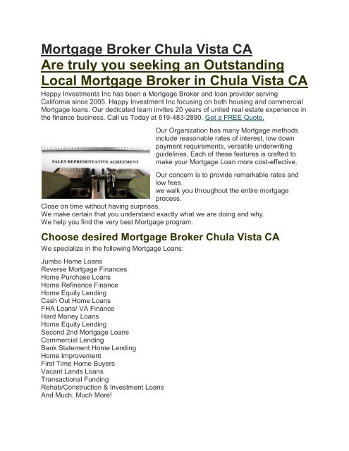 Happy Investments Inc Chula Vista CA | 619-483-2890