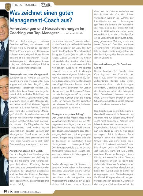 TOP Coaches als Beilage im Manager Magazin