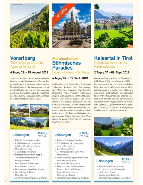 Pernsteiner Reisen - Reisekatalog 2019