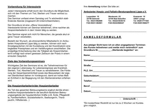 und Palliativ-Beratungsdienst Lippe eV Grundkurs - Ambulanter ...