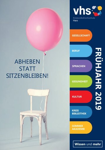 Abheben statt sitzenbleiben - Das Frühjahrsprogramm 2019 der KVHS Harz