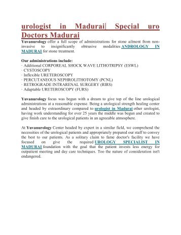 urologist in Madurai