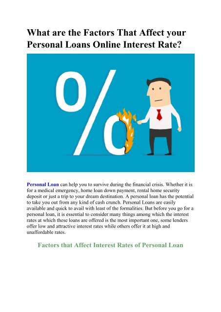 What are the Factors That Affect your Personal Loans Online Interest Rate