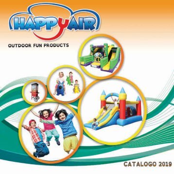 happyair.it catalogo 2019 gonfiabili, macchina pop corn, zucchero filato, giochi