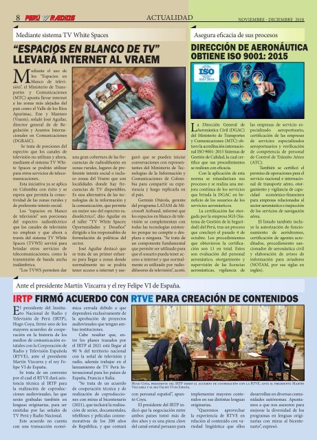 REVISTA PERÚ TV RADIOS EDICIÓN NOV - DIC 2018