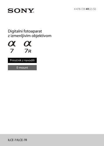 Sony ILCE-7K - ILCE-7K Mode d'emploi SlovÃ©nien