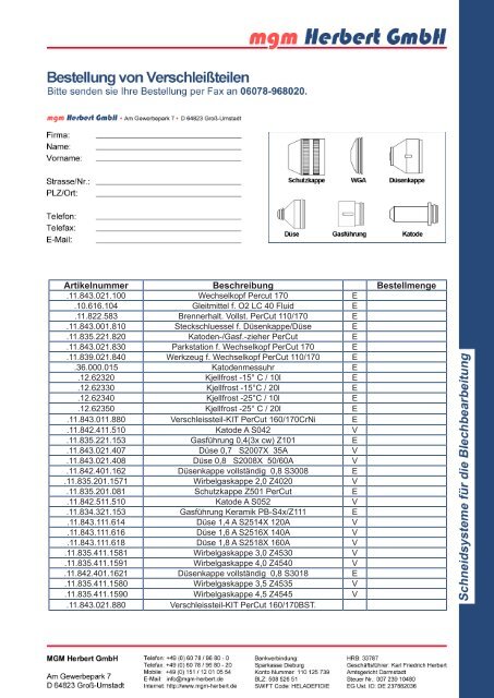 Bestelliste zum Downloaden - MGM Herbert GmbH