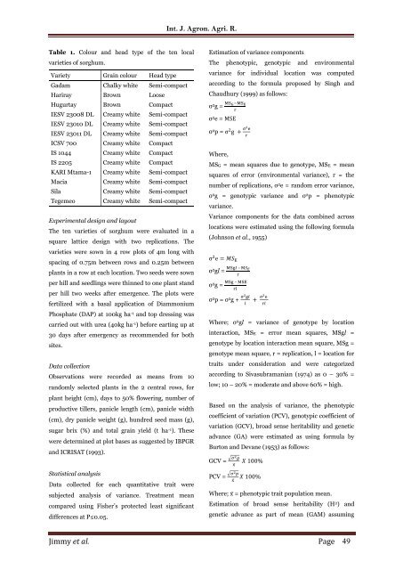 Genetic variability, heritability, genetic advance and trait correlations in selected sorghum (Sorghum bicolor L. Moench) varieties