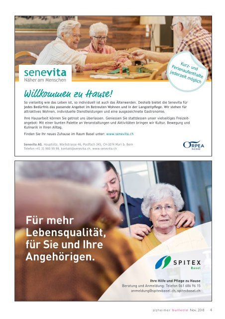 Leben heisst auch geniessen – Alzheimer-Bulletin 1/2018