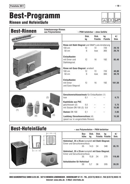 Gesamt-Preisliste 2011 - MHS Baunormteile GmbH