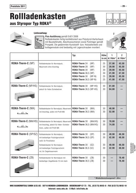 Gesamt-Preisliste 2011 - MHS Baunormteile GmbH