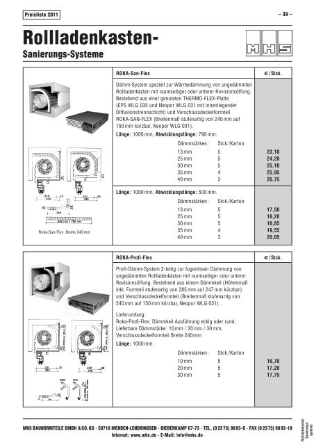 Gesamt-Preisliste 2011 - MHS Baunormteile GmbH