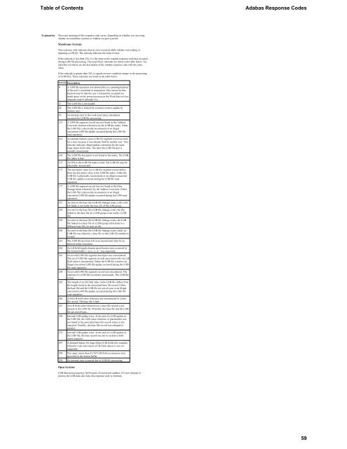 Adabas Response Codes - Software AG Documentation