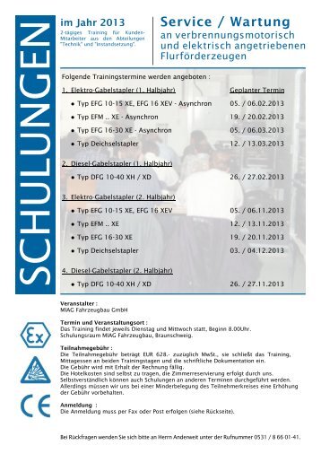 Anmeldung Schulung 2012 - MIAG Fahrzeugbau GmbH