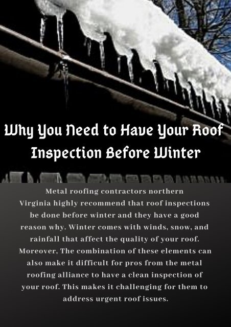 Be Prepared for the Cold Season | Roofing Contractor VA