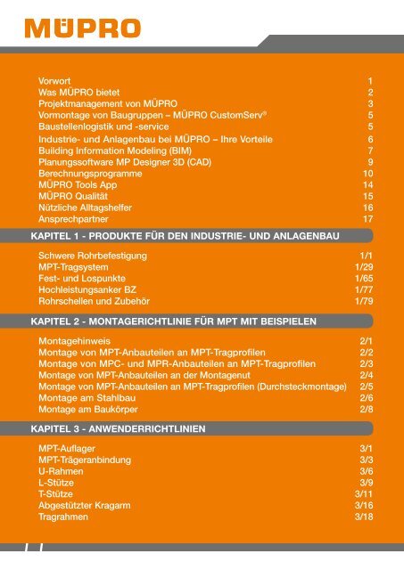 MÜPRO Broschüre Industrie- und Anlagenbau DE