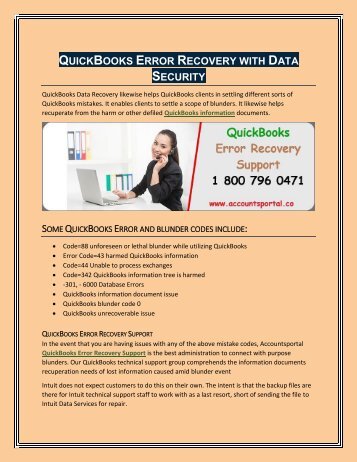 QuickBooks Error Recovery Support with Data Security