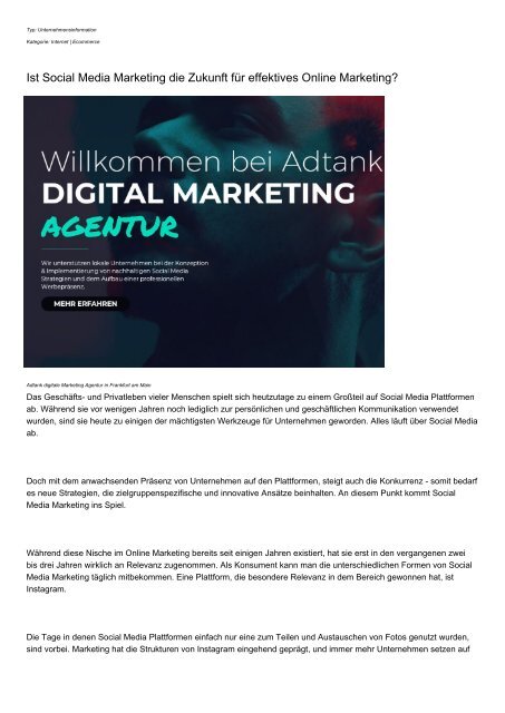 Ist Social Media Marketing die Zukunft fuer effektives Online Marketing?