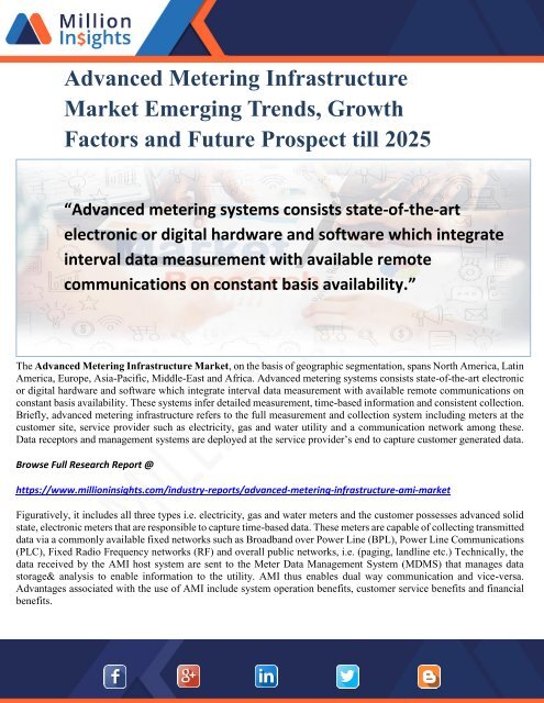 Advanced Metering Infrastructure Market Emerging Trends, Growth Factors and Future Prospect till 2025