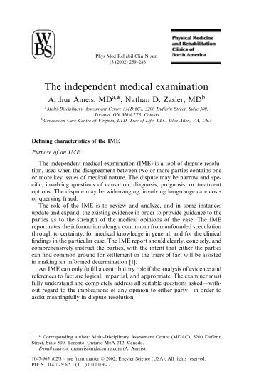 The independent medical examination - NYU Langone Medical Center