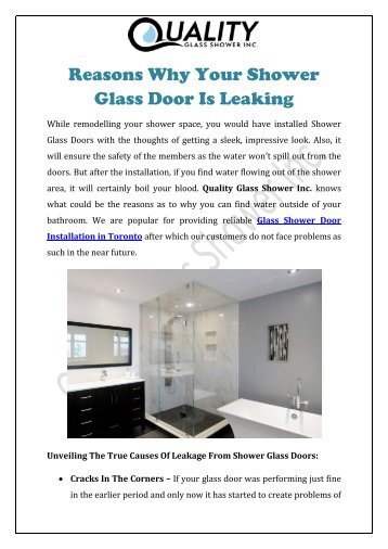 Reasons Why Your Shower Glass Door Is Leaking