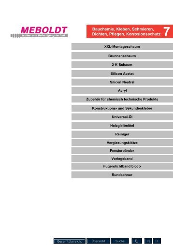 Bauchemie, Kleben, Schmieren, Dichten, Pflegen ... - Meboldt