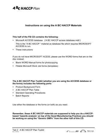 Instructions for A BC HACCP.pdf - Small Scale Food Processor ...