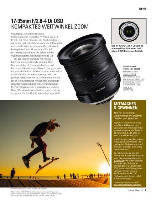 Tamron Magazin Ausgabe 8 Herbst 2018