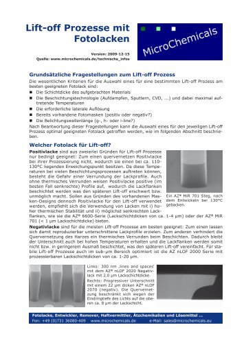 Lift-off Prozesse mit Fotolacken - MicroChemicals  GmbH