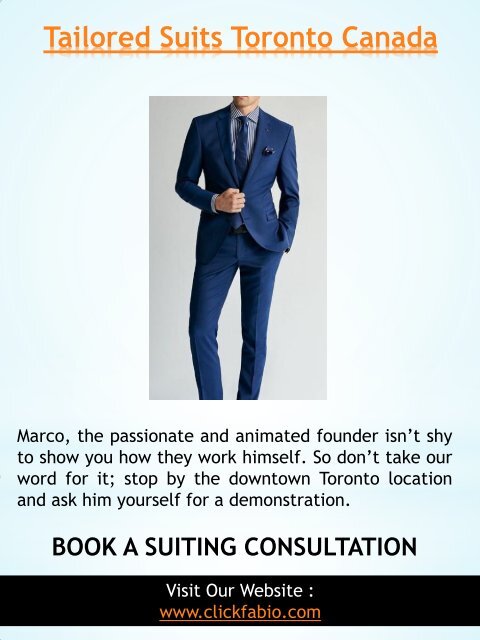 Mens Suits Shops Toronto Canada | Call - (416) 364-2480 | clickfabio.com