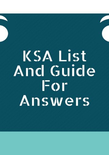 KSA List And Guide For Answers