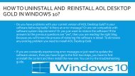 how to uninstall And  Reinstall aol desktop gold