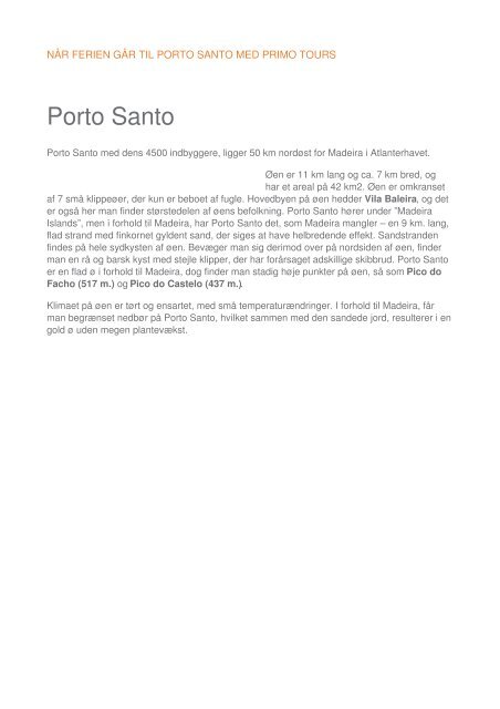 Destination: porto-santo