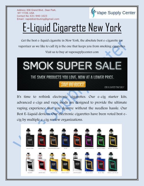 E-Liquid Cigarette New York - Vape Supply Center