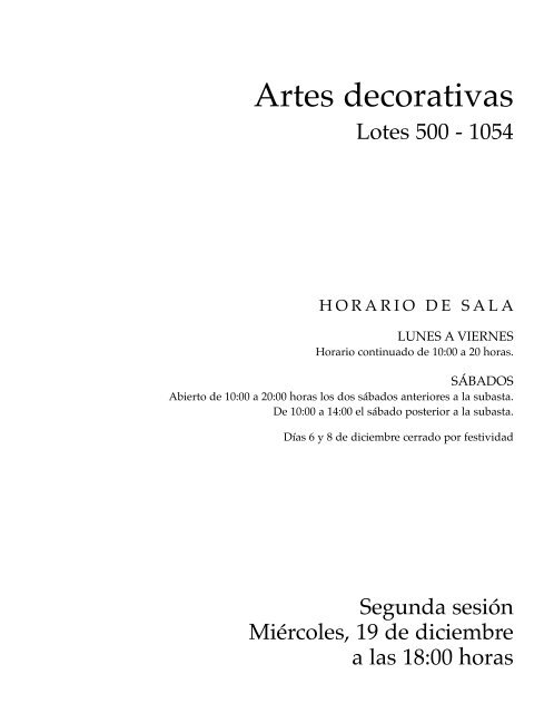 Subasta Artes Decorativas Diciembre 2018