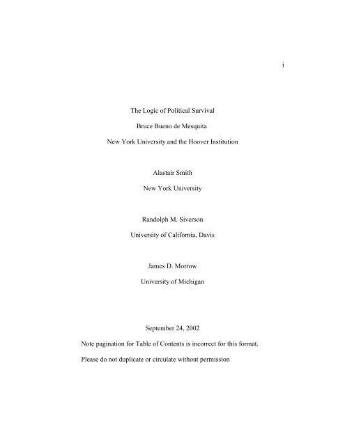 Bueno de Mesquita et al 2003 - logic.pdf - Division of Social Sciences