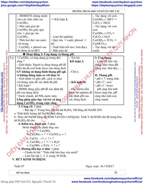 GIÁO ÁN HÓA 9 HỌC KÌ 1 2018 TRƯỜNG TRUNG HỌC CƠ SỞ TÂN PHÚ TẤY