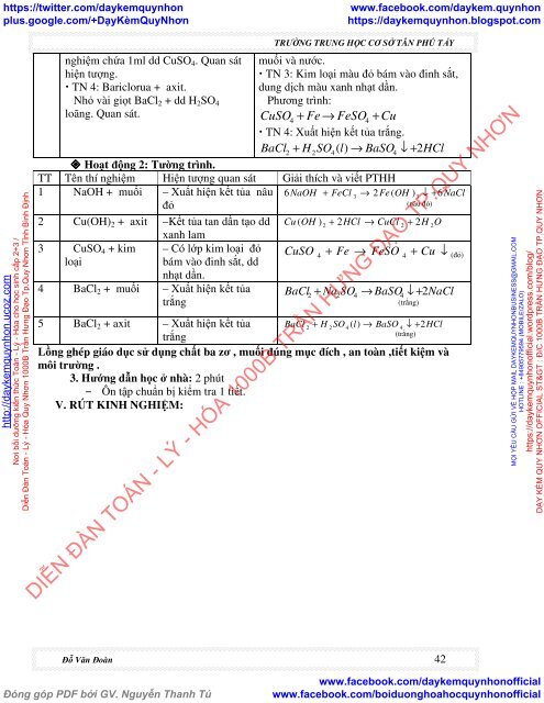 GIÁO ÁN HÓA 9 HỌC KÌ 1 2018 TRƯỜNG TRUNG HỌC CƠ SỞ TÂN PHÚ TẤY