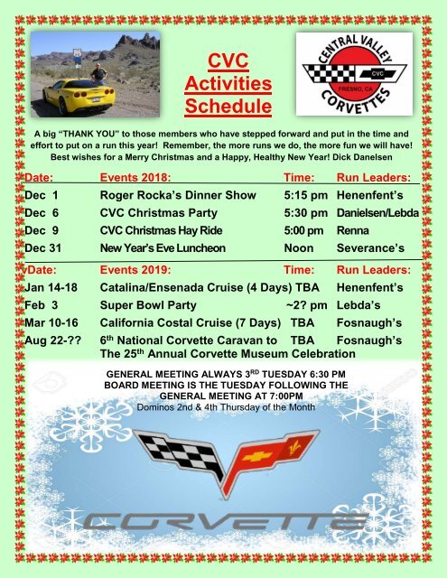 Central Valley Corvettes of Fresno - December 2018