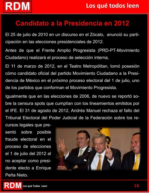 PRESIDENTE DEL PUEBLO RDM 01 DICIEMBRE 2018