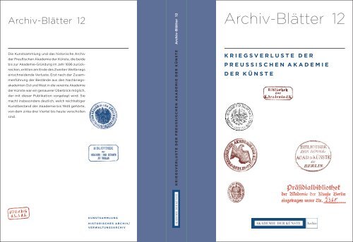 Archiv-Blätter 12 - Akademie der Künste