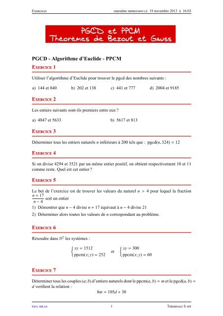 02 PGCD et PPCM _ exercices - Lyceedadultes.fr
