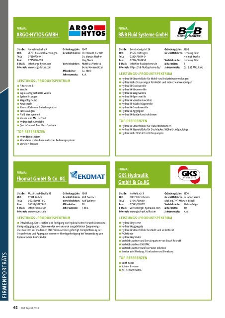 O+P Fluidtechnik REPORT 2018