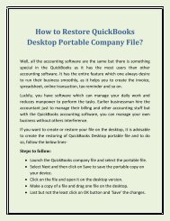 How to Restore QuickBooks Desktop Portable Company File