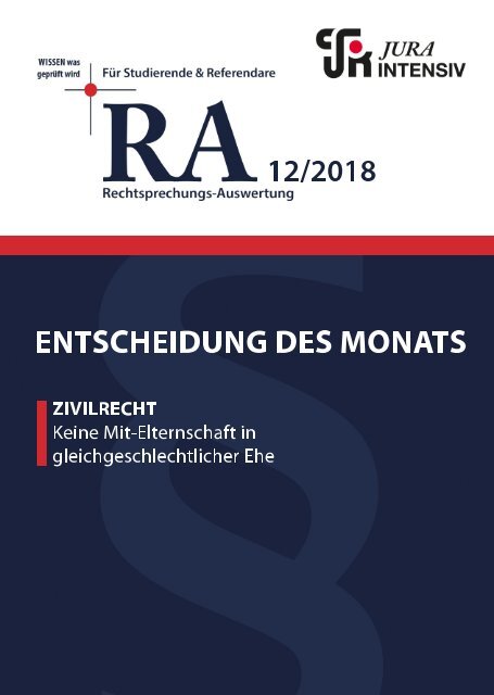 RA 12/2018 - Entscheidung des Monats